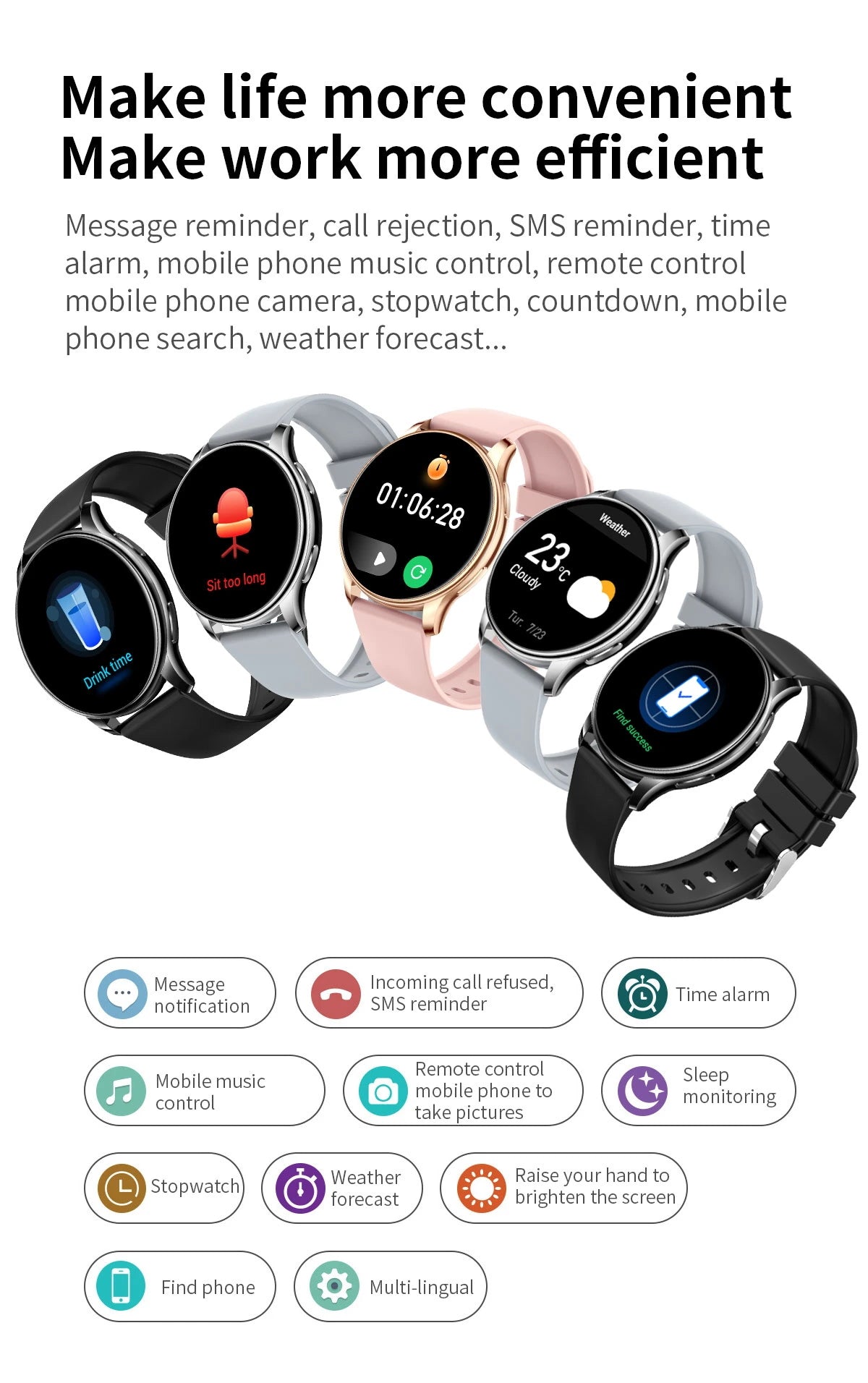 Ceas Smartwatch OPPOS idealStore, Ecran HD 1.32 inch, Notificari Apeluri/Mesaje/App, Rezistent la Apa, Monitor Frecventa Cardiaca, Somn, Momento Menstrual, Termometru Corporal, Multi Sport, Compatibil iOS si Android, Auriu