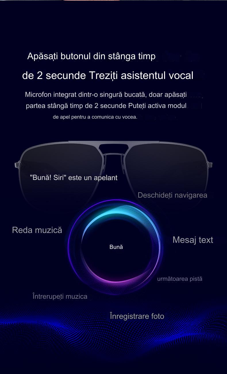 Ochelari de Soare Inteligenti Optimo Star idealSTORE, Bluetooth V5.0, Android/IOS, 2 Difuzoare, Voice Assistant, Apel Audie Smart, Control Muzica, Functie Camera, UV400, Impermeabili, Lentile Polarizate, Sistem Anti-Orbire, Autonomie Mare