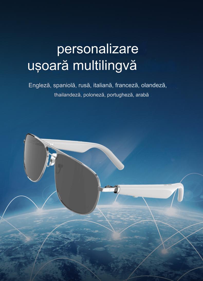 Ochelari de Soare Inteligenti Optimo Star idealSTORE, Bluetooth V5.0, Android/IOS, 2 Difuzoare, Voice Assistant, Apel Audie Smart, Control Muzica, Functie Camera, UV400, Impermeabili, Lentile Polarizate, Sistem Anti-Orbire, Autonomie Mare