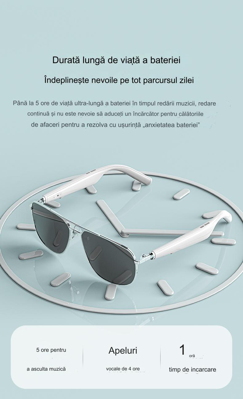Ochelari de Soare Inteligenti Optimo Star idealSTORE, Bluetooth V5.0, Android/IOS, 2 Difuzoare, Voice Assistant, Apel Audie Smart, Control Muzica, Functie Camera, UV400, Impermeabili, Lentile Polarizate, Sistem Anti-Orbire, Autonomie Mare