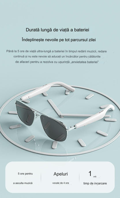 Ochelari de Soare Inteligenti Optimo Star idealSTORE, Bluetooth V5.0, Android/IOS, 2 Difuzoare, Voice Assistant, Apel Audie Smart, Control Muzica, Functie Camera, UV400, Impermeabili, Lentile Polarizate, Sistem Anti-Orbire, Autonomie Mare