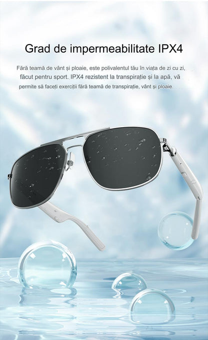 Ochelari de Soare Inteligenti Optimo Star idealSTORE, Bluetooth V5.0, Android/IOS, 2 Difuzoare, Voice Assistant, Apel Audie Smart, Control Muzica, Functie Camera, UV400, Impermeabili, Lentile Polarizate, Sistem Anti-Orbire, Autonomie Mare