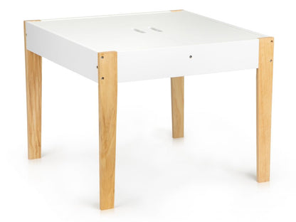 Masuta cu Scaune Funny Table idealstore, Blat Detasabil, Tabla de Creta Inclusa, Masa Compartimentata, Picioare Solide din Pin, Blat din MDF, Doua Scaune Confortabile, Rezistenta la Zgarieturi, Design Modern