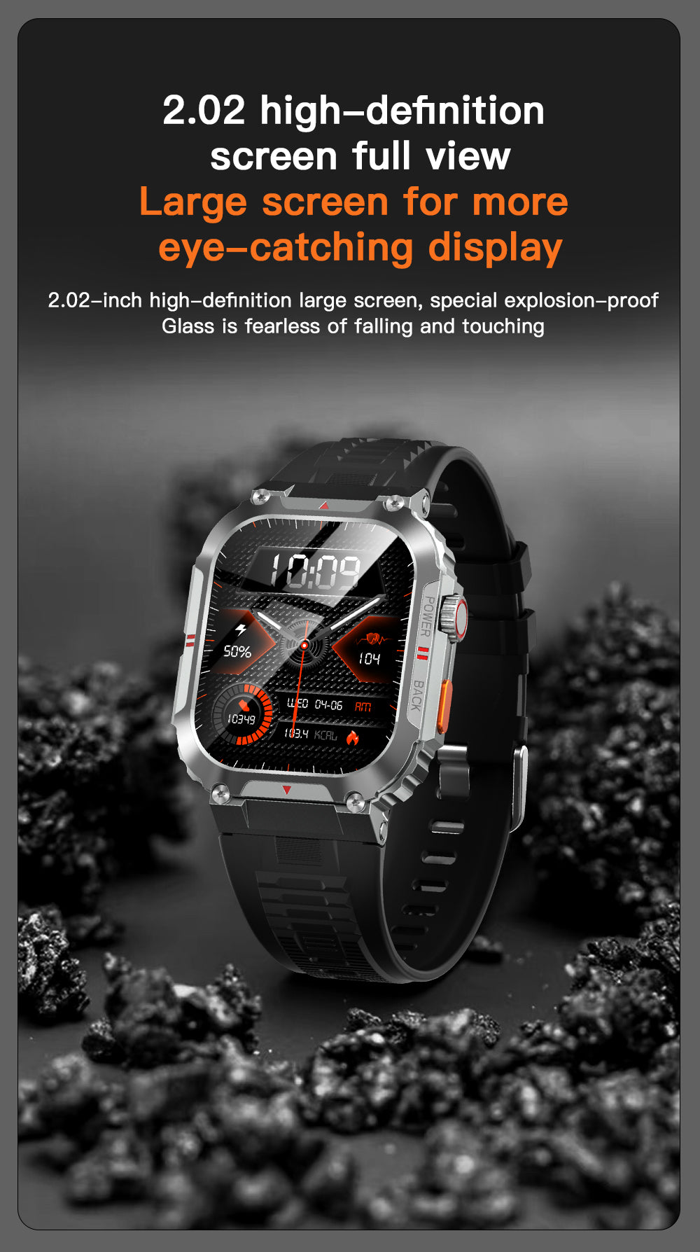 Ceas SmartWatch OXIMAN idealSTORE, Ecran Full Touch IPS 2, 02 inch, Blouetooth Call, Android/IOS, Control Muzical, Multi Sport Vreme, Fitness Traker, IP68, Notificari Mesaje, Apeluri, Asistent Vocal, Monitorizeaza, Tensiunea Arteriala, Somn, Oxigen