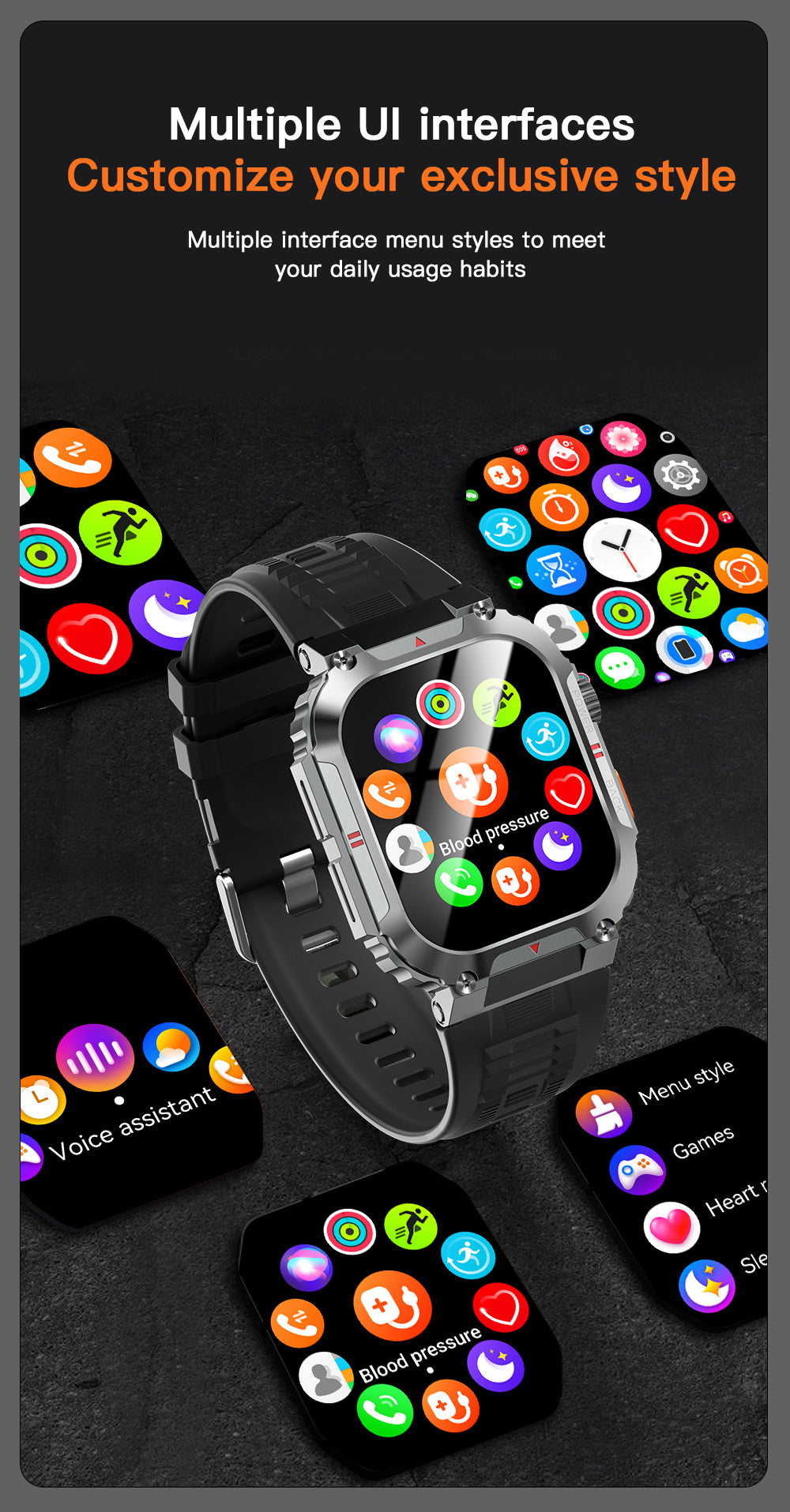 Ceas SmartWatch OXIMAN idealSTORE, Ecran Full Touch IPS 2, 02 inch, Blouetooth Call, Android/IOS, Control Muzical, Multi Sport Vreme, Fitness Traker, IP68, Notificari Mesaje, Apeluri, Asistent Vocal, Monitorizeaza, Tensiunea Arteriala, Somn, Oxigen