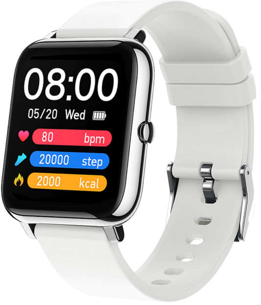 Ceas SmartWatch Plus Bakeey idealStore, Rezistent la Apa, Control Camera, Monitorizare Ritm Cardiac, Tesiune Arteriala, Pulsoximetru, Culoare Alb