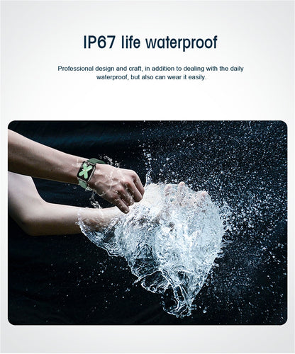 Ceas SmartWatch Plus Bakeey idealStore, Rezistent la Apa, Control Camera, Monitorizare Ritm Cardiac, Tesiune Arteriala, Pulsoximetru, Culoare Albastru