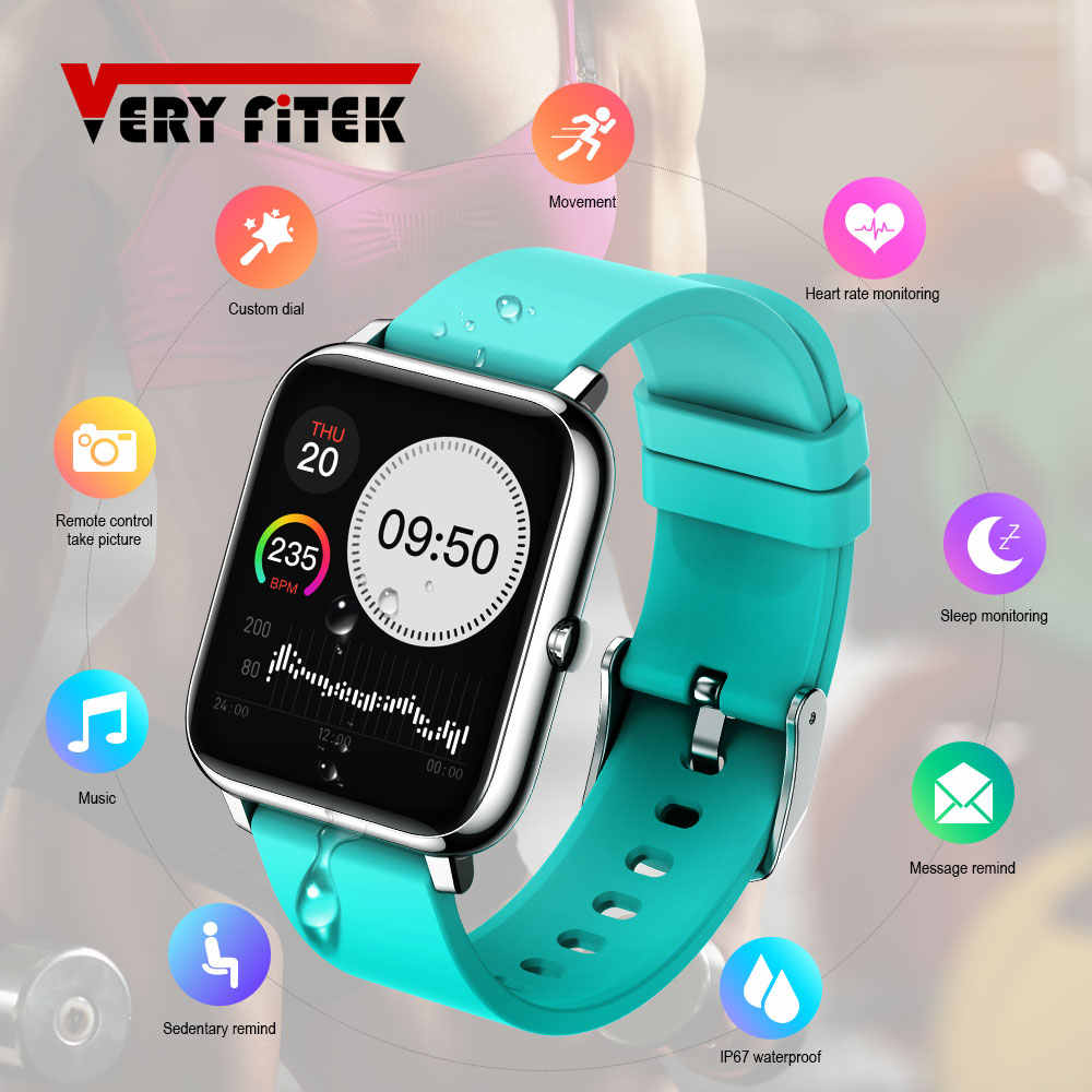 Ceas SmartWatch Plus Bakeey idealStore, Rezistent la Apa, Control Camera, Monitorizare Ritm Cardiac, Tesiune Arteriala, Pulsoximetru, Culoare Albastru