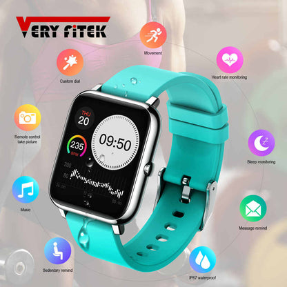 Ceas SmartWatch Plus Bakeey idealStore, Rezistent la Apa, Control Camera, Monitorizare Ritm Cardiac, Tesiune Arteriala, Pulsoximetru, Culoare Albastru