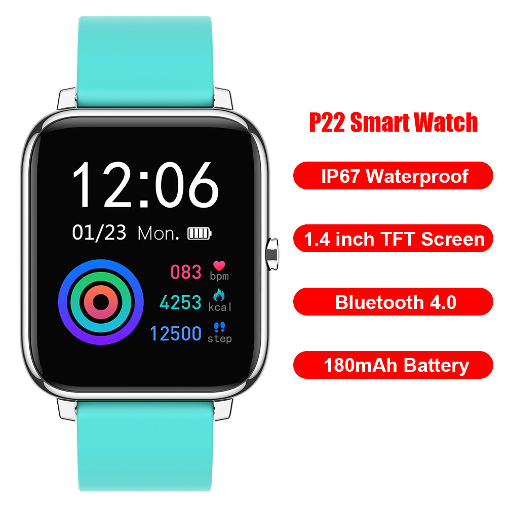 Ceas SmartWatch Plus Bakeey idealStore, Rezistent la Apa, Control Camera, Monitorizare Ritm Cardiac, Tesiune Arteriala, Pulsoximetru, Culoare Albastru