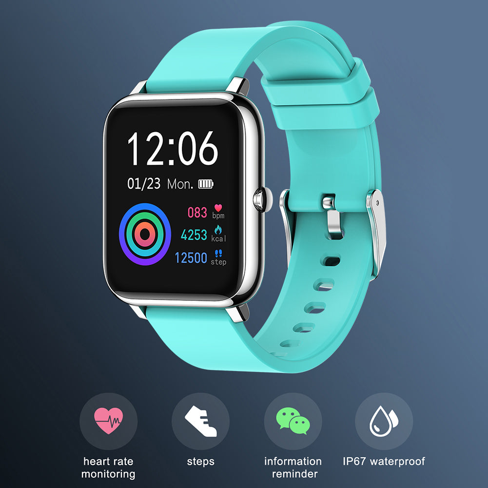 Ceas SmartWatch Plus Bakeey idealStore, Rezistent la Apa, Control Camera, Monitorizare Ritm Cardiac, Tesiune Arteriala, Pulsoximetru, Culoare Albastru
