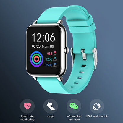 Ceas SmartWatch Plus Bakeey idealStore, Rezistent la Apa, Control Camera, Monitorizare Ritm Cardiac, Tesiune Arteriala, Pulsoximetru, Culoare Albastru