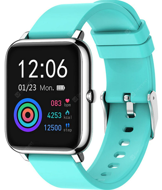 Ceas SmartWatch Plus Bakeey idealStore, Rezistent la Apa, Control Camera, Monitorizare Ritm Cardiac, Tesiune Arteriala, Pulsoximetru, Culoare Albastru