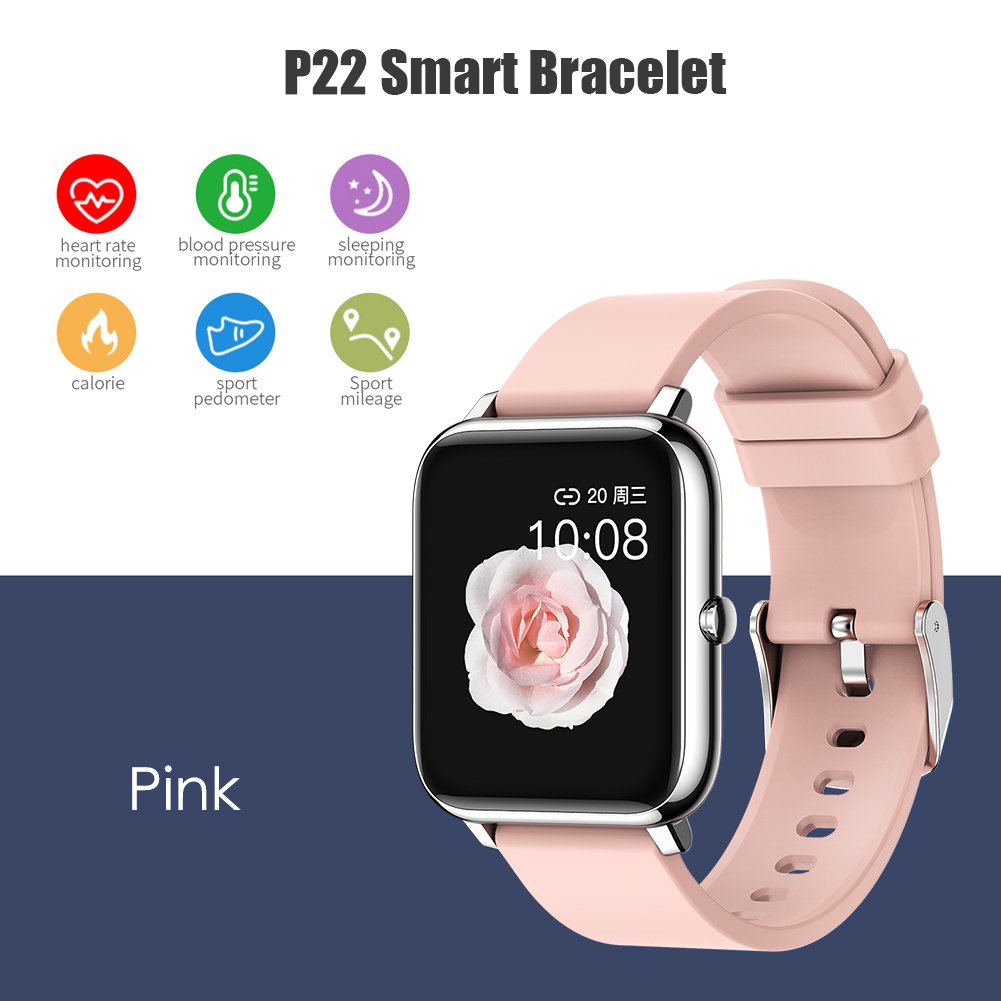 Ceas SmartWatch Plus Bakeey idealStore, Rezistent la Apa, Control Camera, Monitorizare Ritm Cardiac, Tesiune Arteriala, Pulsoximetru, Culoare Roz