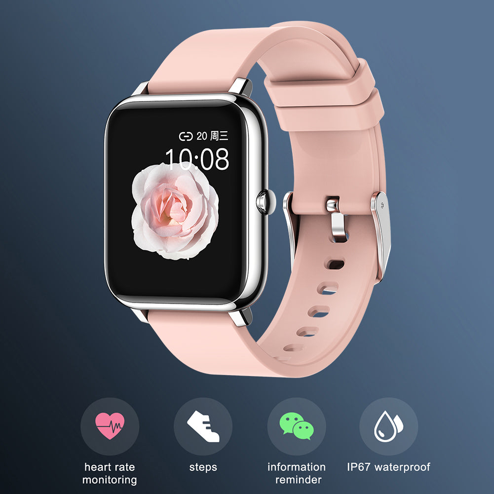 Ceas SmartWatch Plus Bakeey idealStore, Rezistent la Apa, Control Camera, Monitorizare Ritm Cardiac, Tesiune Arteriala, Pulsoximetru, Culoare Roz