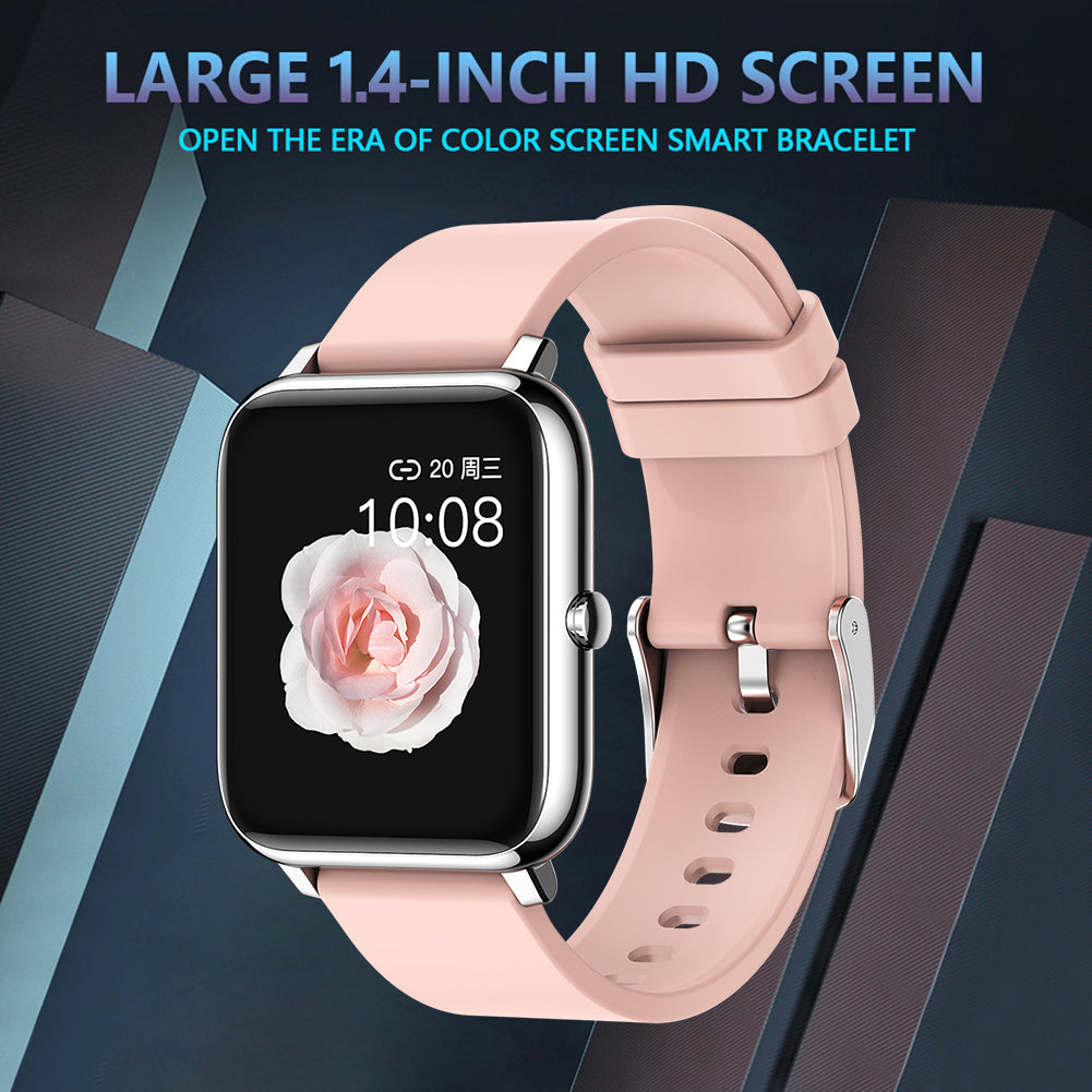 Ceas SmartWatch Plus Bakeey idealStore, Rezistent la Apa, Control Camera, Monitorizare Ritm Cardiac, Tesiune Arteriala, Pulsoximetru, Culoare Roz