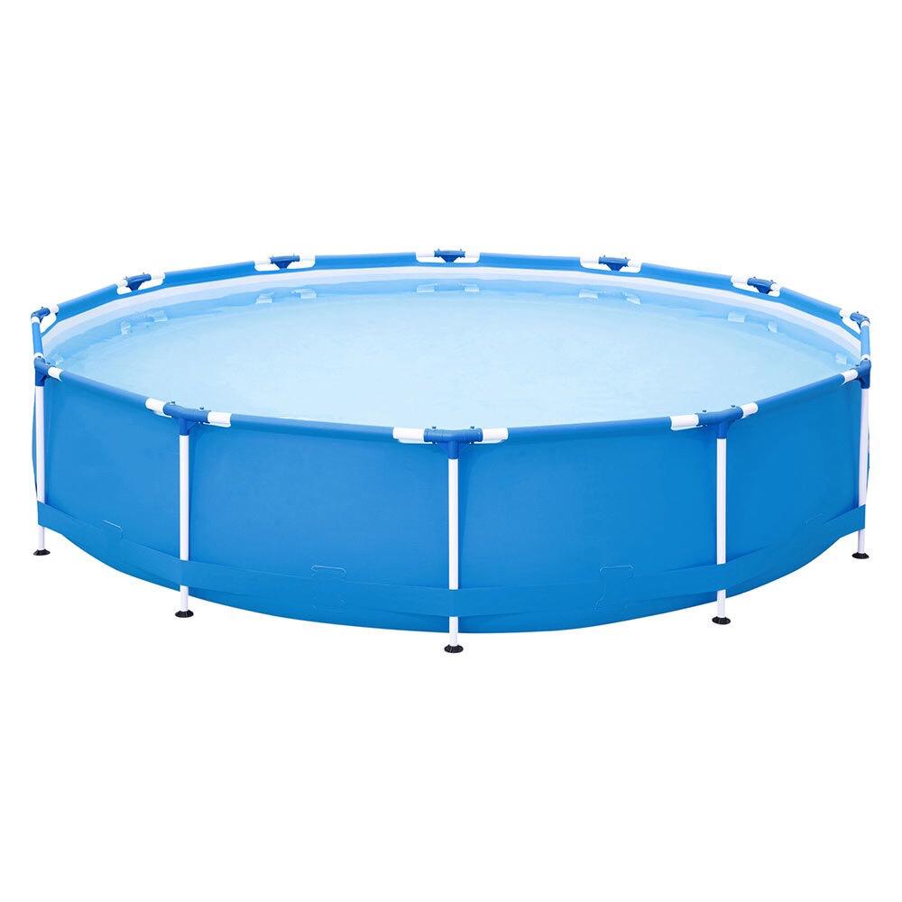 Piscina cu cadru metalic FAMILY idealSTORE, Dimensiuni 366 x 76 cm, Include valva de golirea apei, pompa de filtrare, Capacitate 6503 L, Material PVC, Metal, Culoare albastru, Ideala pentru verile calduroase
