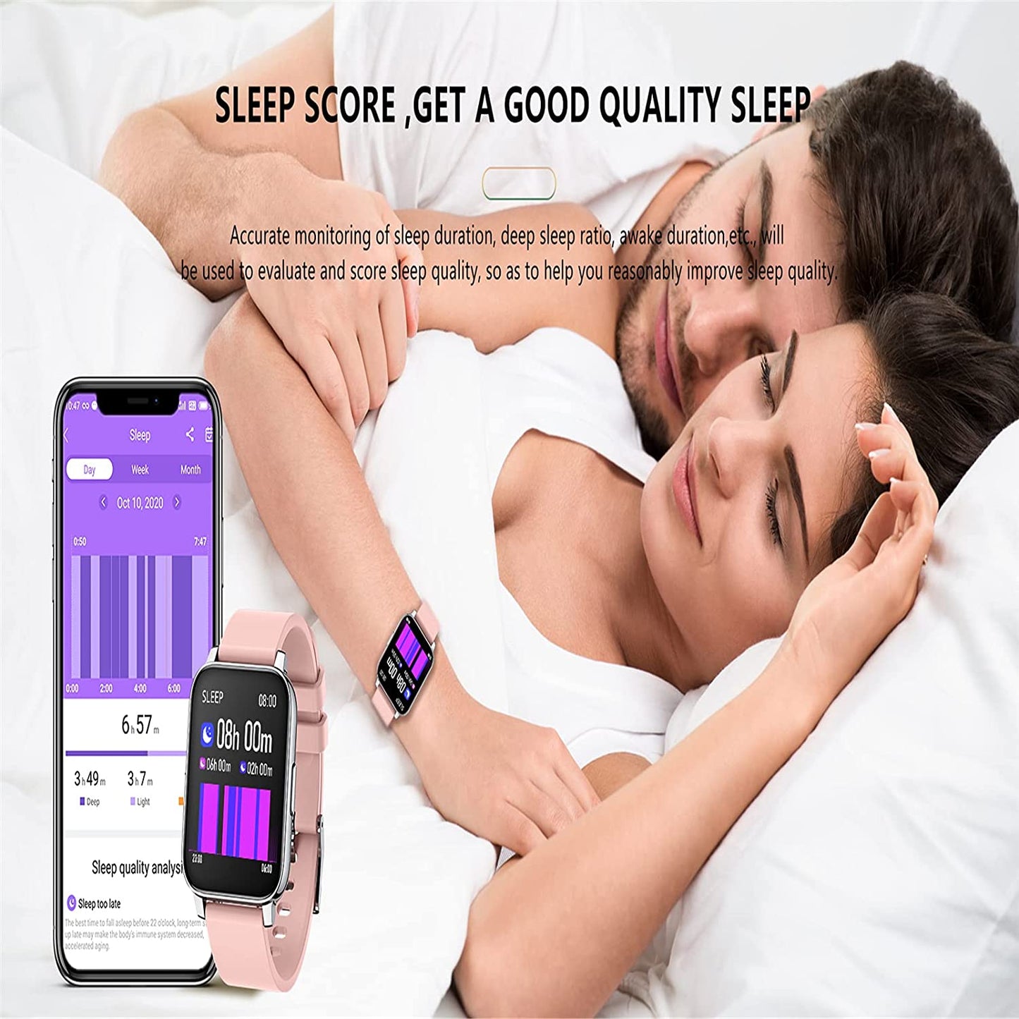 Smartwatch idealStore XBest, Ecran HD Curbat 3D, Notificari, Functii de Sanatate, Monitorizare Tensiune, Oxigen, Ritm Cardiac, Roz