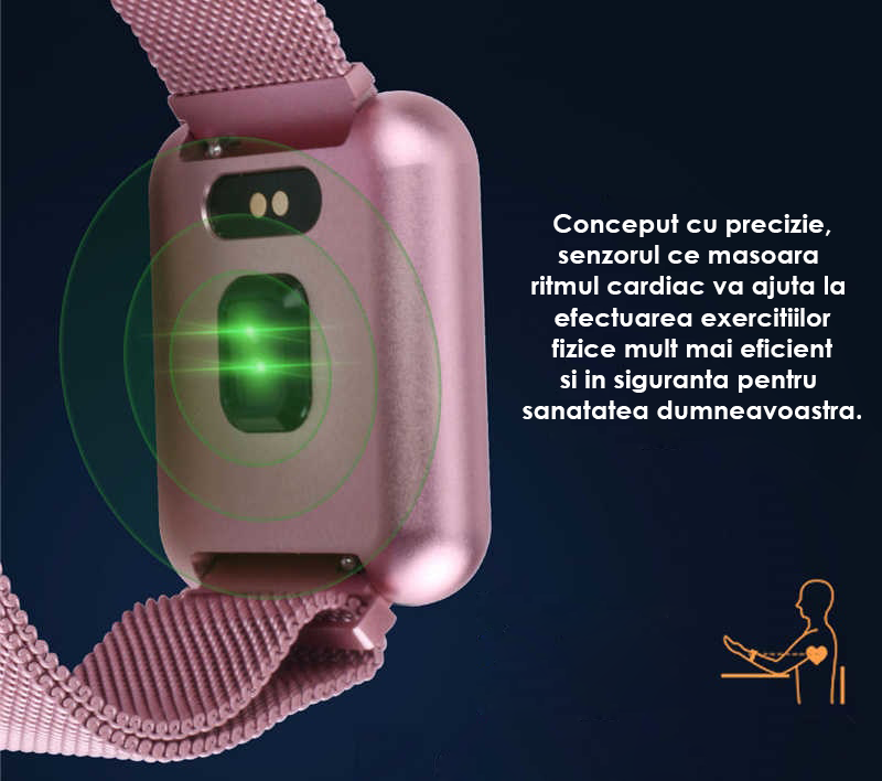 Smartwatch IDL Prestige 68 cu bratara metalica, Display de 1.3 inch IPS color Tactil, Monitorizare Ritm Cardiac, Presiune Vasculara, Incarcare Magnetica, Bluetooth 4.0, Android 4.4 / IoS 9.0, Culoare Negru