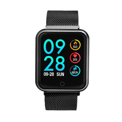Smartwatch idealSTORE LUXURY P68 cu bratara metalica, Display de 1.3 inch IPS color Tactil, Monitorizare Ritm Cardiac, Presiune Vasculara, Incarcare Magnetica, Bluetooth 4.0, Android 4.4 / IoS 9.0, Negru