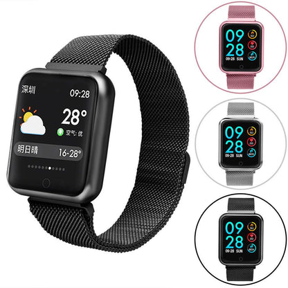 Smartwatch idealSTORE LUXURY P68 cu bratara metalica, Display de 1.3 inch IPS color Tactil, Monitorizare Ritm Cardiac, Presiune Vasculara, Incarcare Magnetica, Bluetooth 4.0, Android 4.4 / IoS 9.0, Negru