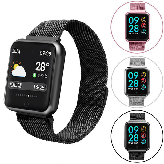 Smartwatch idealSTORE LUXURY P68 cu bratara metalica, Display de 1.3 inch IPS color Tactil, Monitorizare Ritm Cardiac, Presiune Vasculara, Incarcare Magnetica, Bluetooth 4.0, Android 4.4 / IoS 9.0, Negru