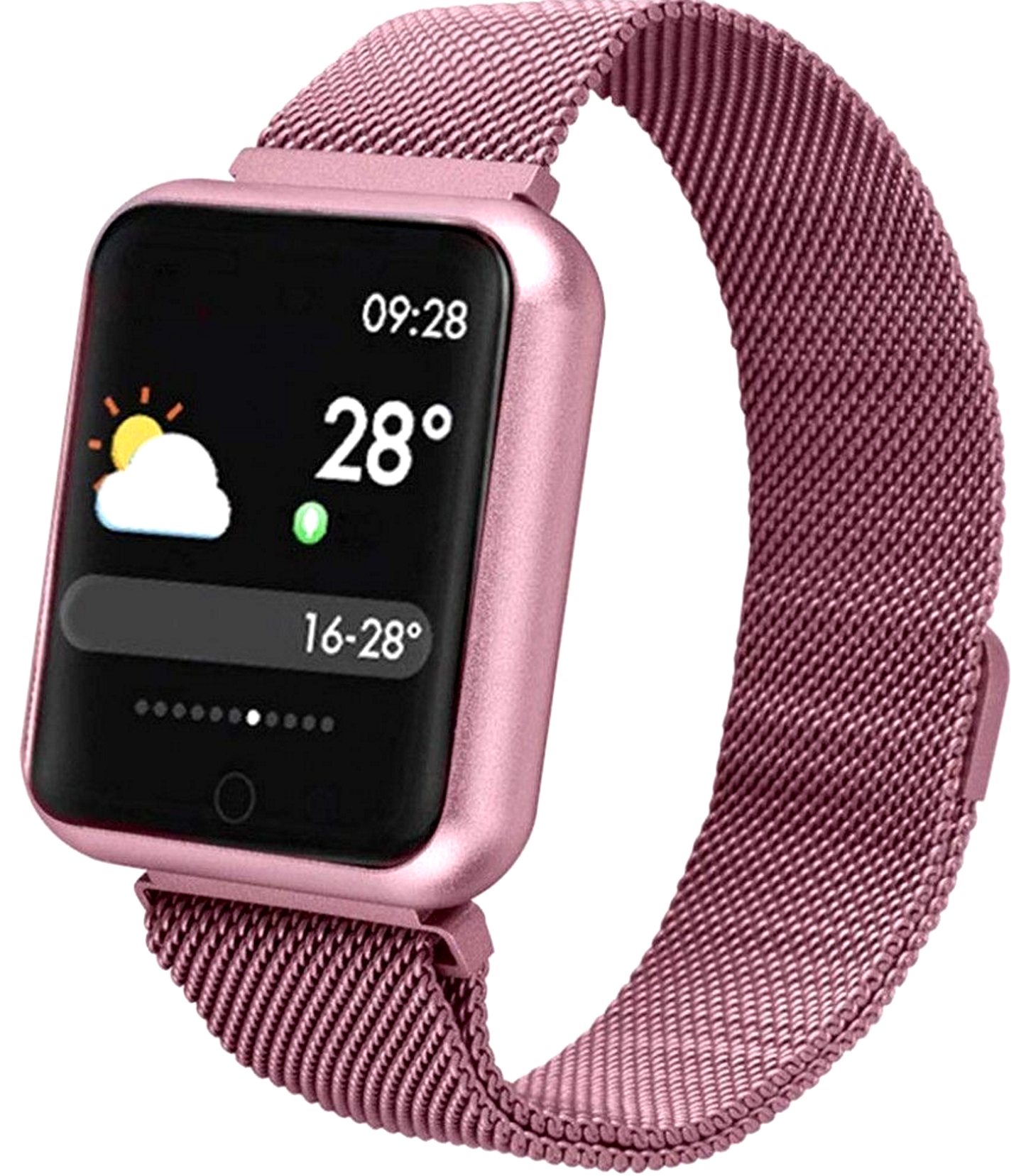 Smartwatch IDL Prestige 68 cu bratara metalica, Display de 1.3 inch IPS color Tactil, Monitorizare Ritm Cardiac, Presiune Vasculara, Incarcare Magnetica, Bluetooth 4.0, Android 4.4 / IoS 9.0, Culoare Pink