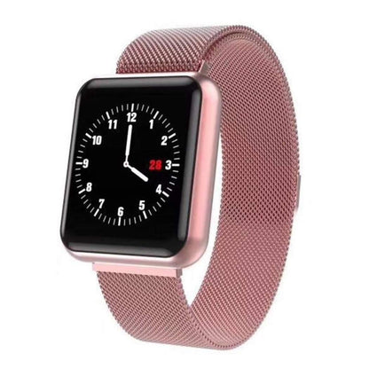 Smartwatch IDL Prestige 68 cu bratara metalica, Display de 1.3 inch IPS color Tactil, Monitorizare Ritm Cardiac, Presiune Vasculara, Incarcare Magnetica, Bluetooth 4.0, Android 4.4 / IoS 9.0, Culoare Pink