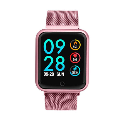 Smartwatch idealSTORE LUXURY P68 cu bratara metalica, Display de 1.3 inch IPS color Tactil, Monitorizare Ritm Cardiac, Presiune Vasculara, Incarcare Magnetica, Bluetooth 4.0, Android 4.4 / IoS 9.0, Pink