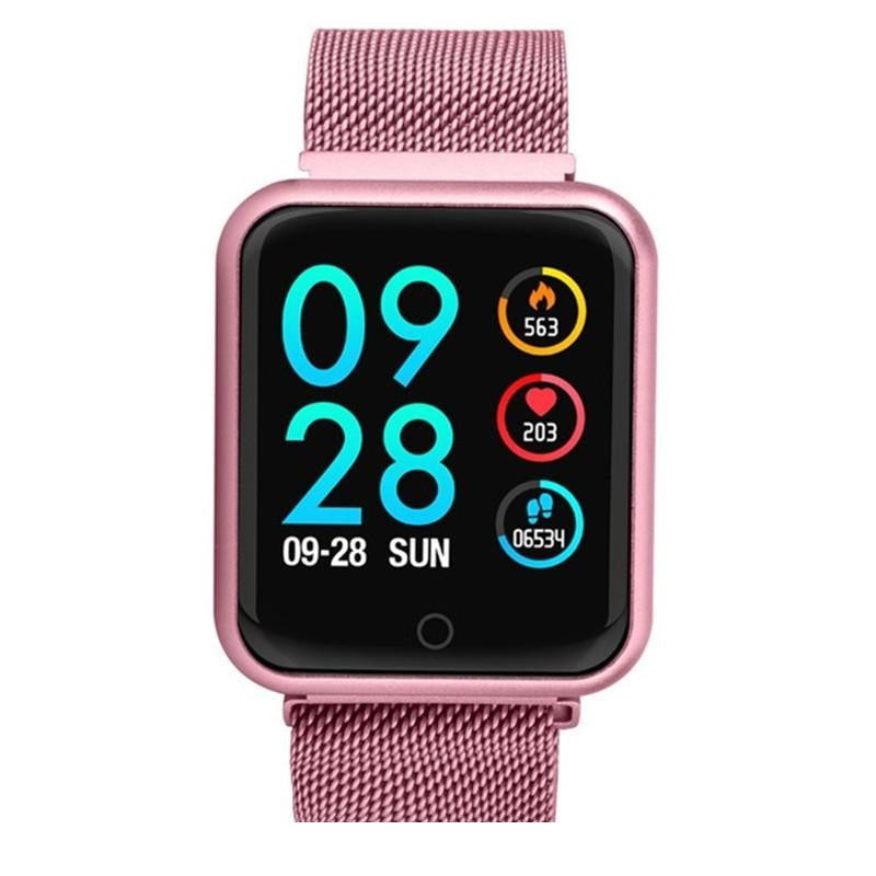 Smartwatch idealSTORE LUXURY P68 cu bratara metalica, Display de 1.3 inch IPS color Tactil, Monitorizare Ritm Cardiac, Presiune Vasculara, Incarcare Magnetica, Bluetooth 4.0, Android 4.4 / IoS 9.0, Pink