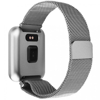 Smartwatch idealSTORE LUXURY P68 cu bratara metalica, Display de 1.3 inch IPS color Tactil, Monitorizare Ritm Cardiac, Presiune Vasculara, Incarcare Magnetica, Bluetooth 4.0, Android 4.4 / IoS 9.0, Silver