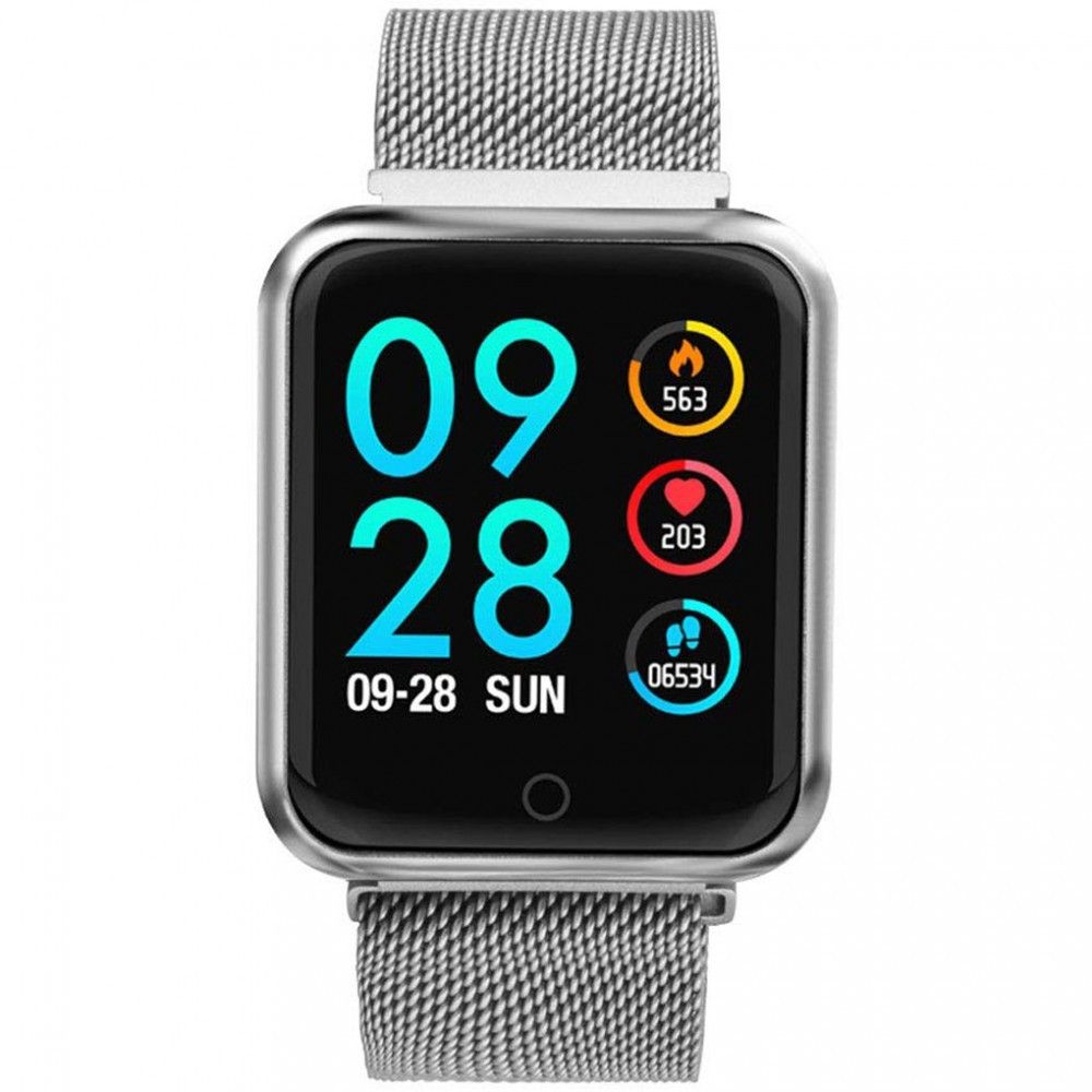Smartwatch idealSTORE LUXURY P68 cu bratara metalica, Display de 1.3 inch IPS color Tactil, Monitorizare Ritm Cardiac, Presiune Vasculara, Incarcare Magnetica, Bluetooth 4.0, Android 4.4 / IoS 9.0, Silver