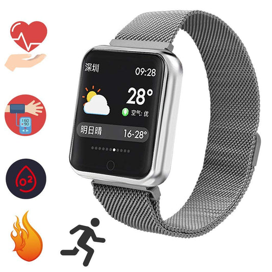 Smartwatch idealSTORE LUXURY P68 cu bratara metalica, Display de 1.3 inch IPS color Tactil, Monitorizare Ritm Cardiac, Presiune Vasculara, Incarcare Magnetica, Bluetooth 4.0, Android 4.4 / IoS 9.0, Silver