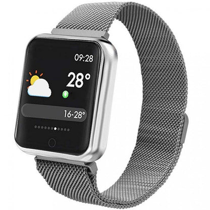 Smartwatch IDL Prestige 68 cu bratara metalica, Display de 1.3 inch IPS color Tactil, Monitorizare Ritm Cardiac, Presiune Vasculara, Incarcare Magnetica, Bluetooth 4.0, Android 4.4 / IoS 9.0, Culoare Silver