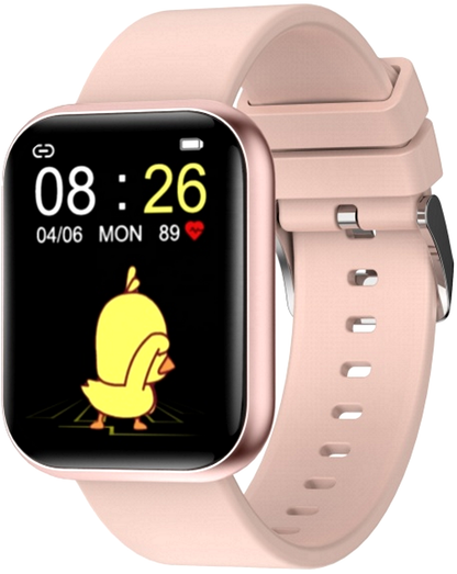 Ceas Smartwatch idealStore ProSmart Monitorizare Temperatura Corporala, Ritm Cardiac, Oxigen, Moduri Sport, Rezistent la Apa IP68, Ecran Complet Tactil, Roz