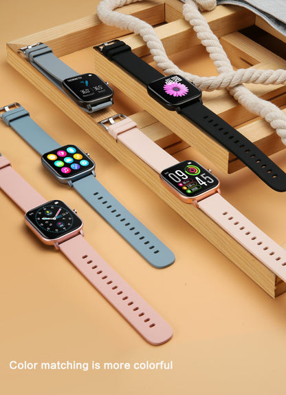 Ceas Smartwatch P8T Optimus idealStore, Curea Silicon, Albastru, Impermeabil, 1.4 inch Full Touch Screen, Notificari App, Sedentary Reminder, Control Camera, Music Cotrol, Anti-Lost, Monitorizare Ritm Cardiac, Arderea Caloriilor, Pedometru, Cronometru