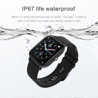 Ceas Smartwatch P8T Optimus idealStore, Curea Silicon, Negru, Impermeabil, 1.4 inch Full Touch Screen, Notificari App, Sedentary Reminder, Control Camera, Music Cotrol, Anti-Lost, Monitorizare Ritm Cardiac, Arderea Caloriilor, Pedometru, Cronometru