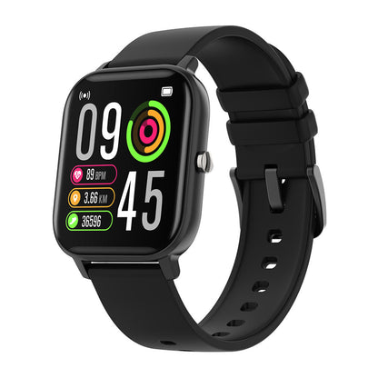 Ceas Smartwatch P8T Optimus idealStore, Curea Silicon, Negru, Impermeabil, 1.4 inch Full Touch Screen, Notificari App, Sedentary Reminder, Control Camera, Music Cotrol, Anti-Lost, Monitorizare Ritm Cardiac, Arderea Caloriilor, Pedometru, Cronometru