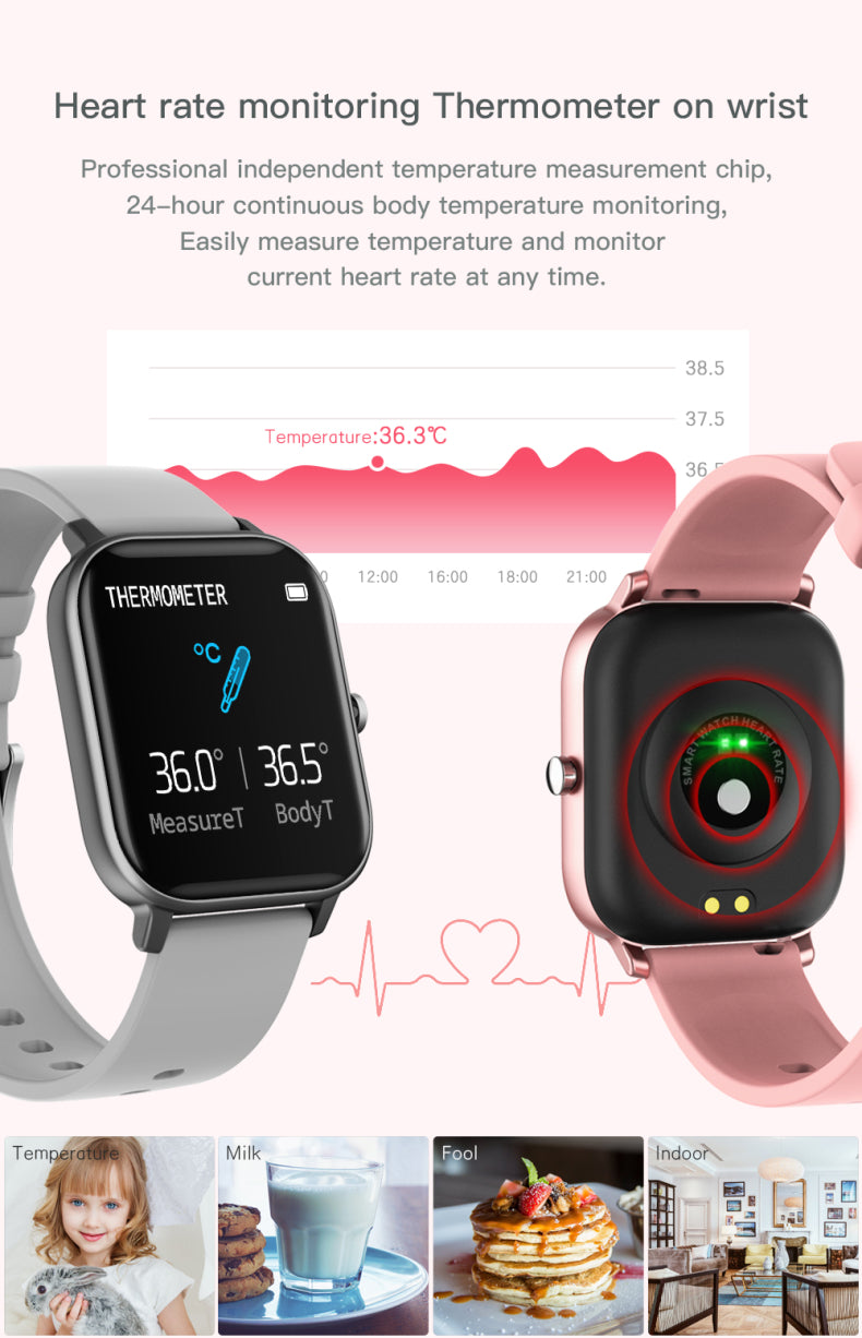 SmartWatch idealStore New P8T, Ecran Full Touch de 1.4 Inch, Notificari Apeluri, Mesaje, Aplicatii, Rezistent la Apa IP67, Mod Anti-Lost, Monitorizare Ritm Cardiac, Control Camera, Pedometru, Design Compact, Curea din Silicon