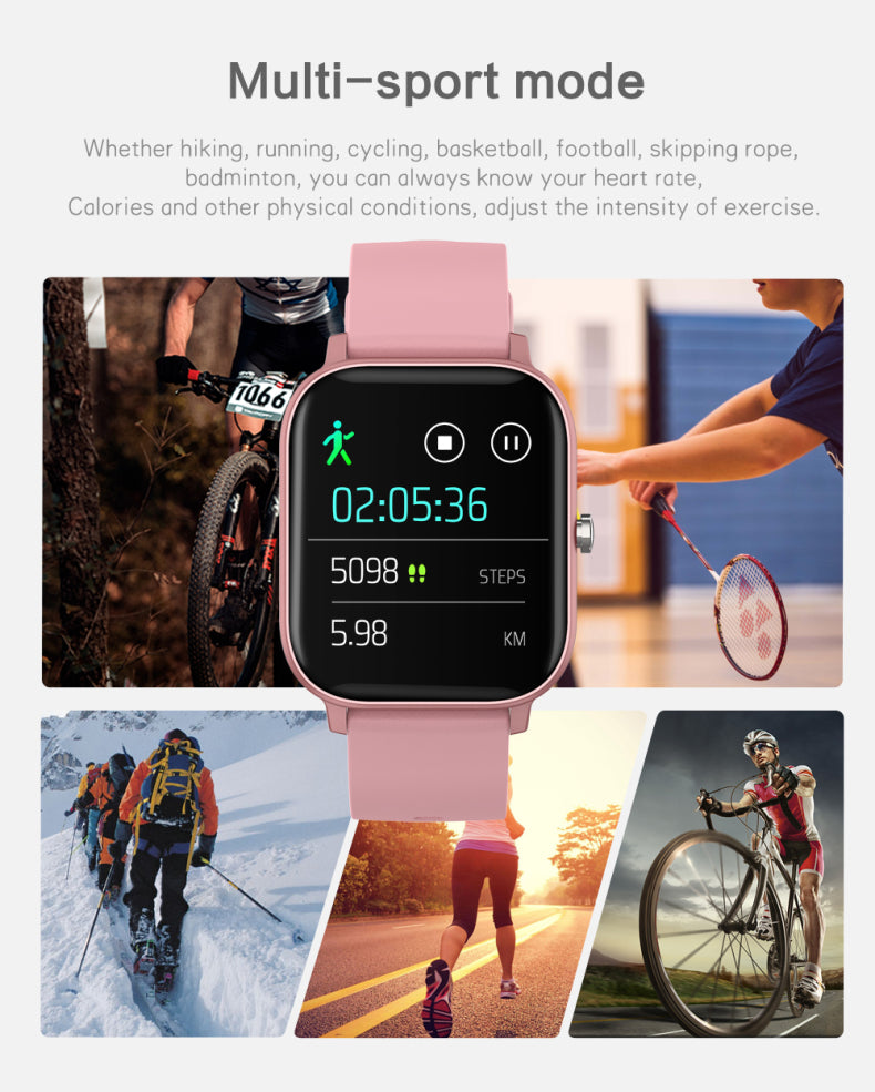 SmartWatch idealStore New P8T, Ecran Full Touch de 1.4 Inch, Notificari Apeluri, Mesaje, Aplicatii, Rezistent la Apa IP67, Mod Anti-Lost, Monitorizare Ritm Cardiac, Control Camera, Pedometru, Design Compact, Curea din Silicon