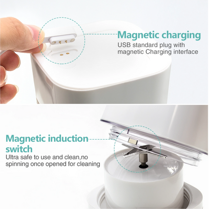 Mini Blender Portabil Multifunctional PASSION FRUIT IdealStore, Incarcare Magnetica, Capacitate 350 ml, 1200 mAH x2, Material Tritan, Straturi Duble, Cutit plat cu 4 Lame 3D, Autonomie Mare