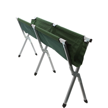 Pat camping pliant ATS, structura de aluminiu, verde, dimensiuni 190 x 65 x 42 cm