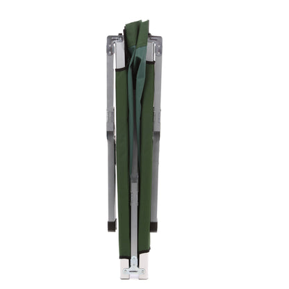 Pat camping pliant ATS, structura de aluminiu, verde, dimensiuni 190 x 65 x 42 cm