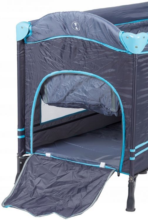 Patut iMK pentru bebe, portabil, pliabil, cu plasa de tantari, roti cu blocare, sistem LockGuard, usa laterala, husa depozitare/transport, 84 x 126 x 66 cm