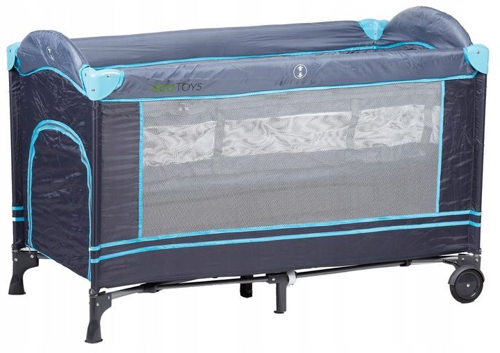 Patut iMK pentru bebe, portabil, pliabil, cu plasa de tantari, roti cu blocare, sistem LockGuard, usa laterala, husa depozitare/transport, 84 x 126 x 66 cm