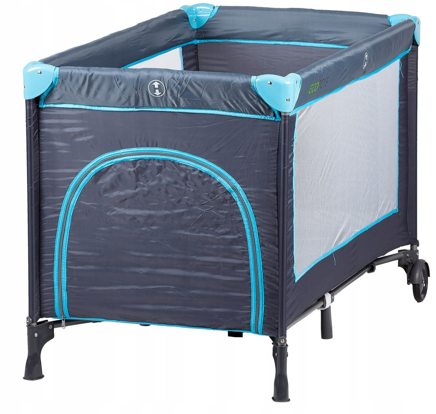 Patut Turistic, EcoToys, Pliant, cu Plasa de Tantari, Albastru