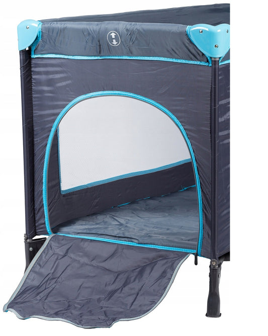 Patut Turistic, EcoToys, Pliant, cu Plasa de Tantari, Albastru