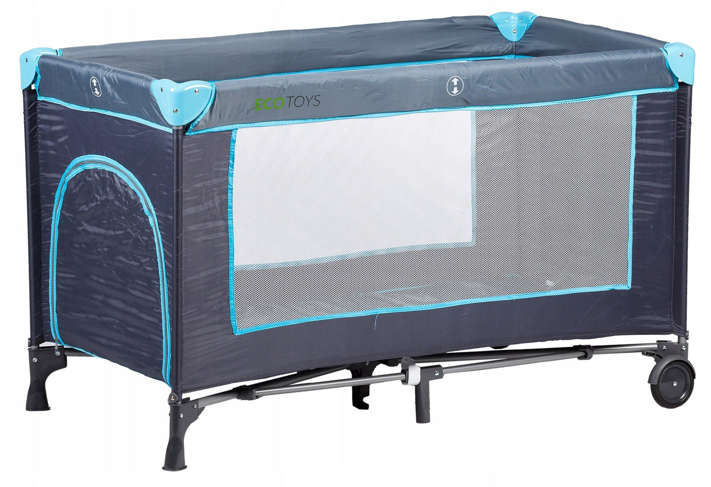 Patut Turistic, EcoToys, Pliant, cu Plasa de Tantari, Albastru