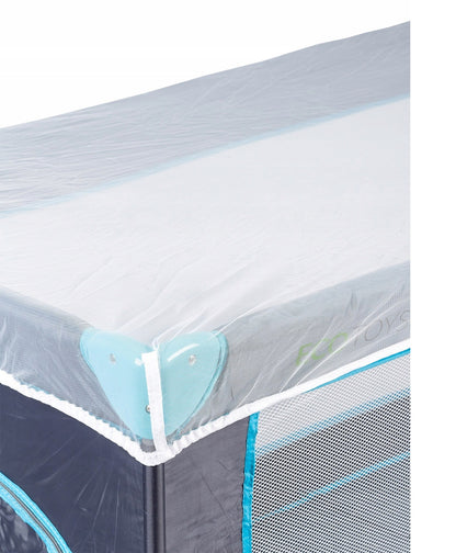 Patut Turistic, EcoToys, Pliant, cu Plasa de Tantari, Albastru