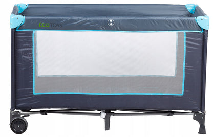Patut Turistic, EcoToys, Pliant, cu Plasa de Tantari, Albastru